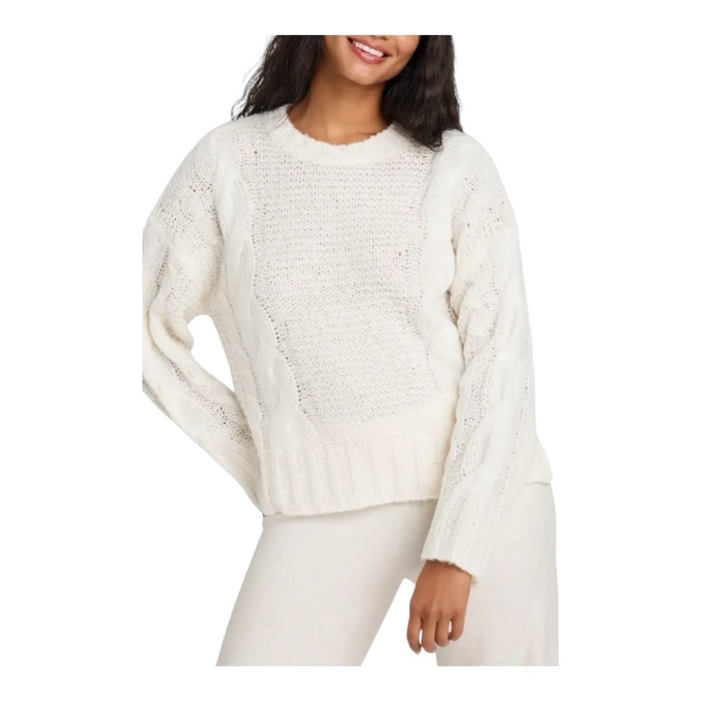 Splendid x Cella Jane Cable Knit Sweater in Ivory Size Large